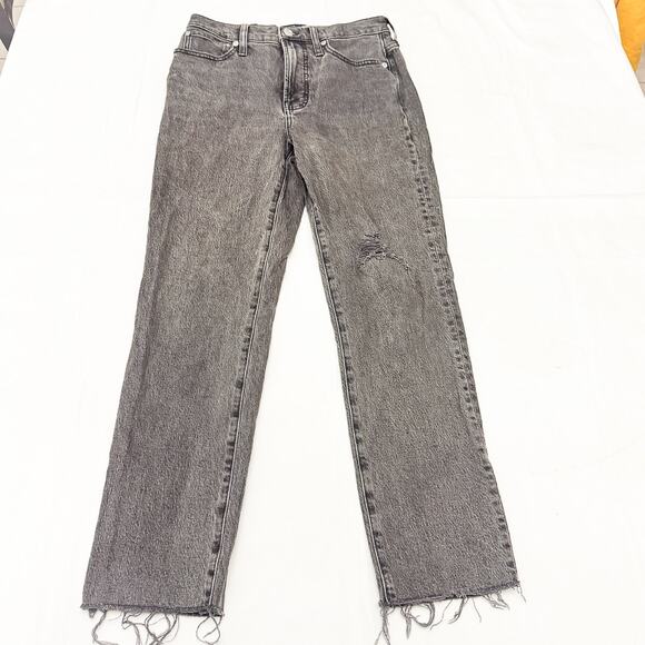 Madewell The Perfect Vintage Charcoal Gray Acid Wash Denim Jeans Raw Hem Size 25 - Picture 2 of 10
